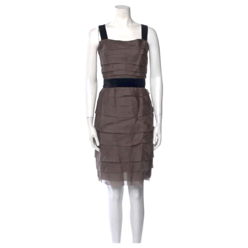 Carolina Herrara Grey Tiered Chiffon Dress